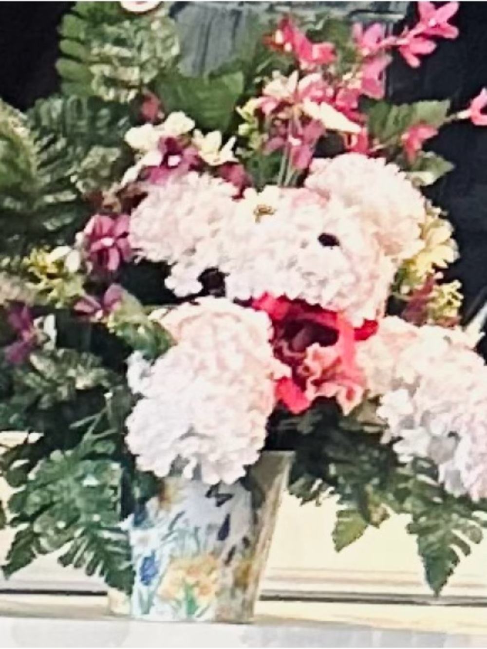 Floral Teddy Arrangement in White and Pink - Home Accents